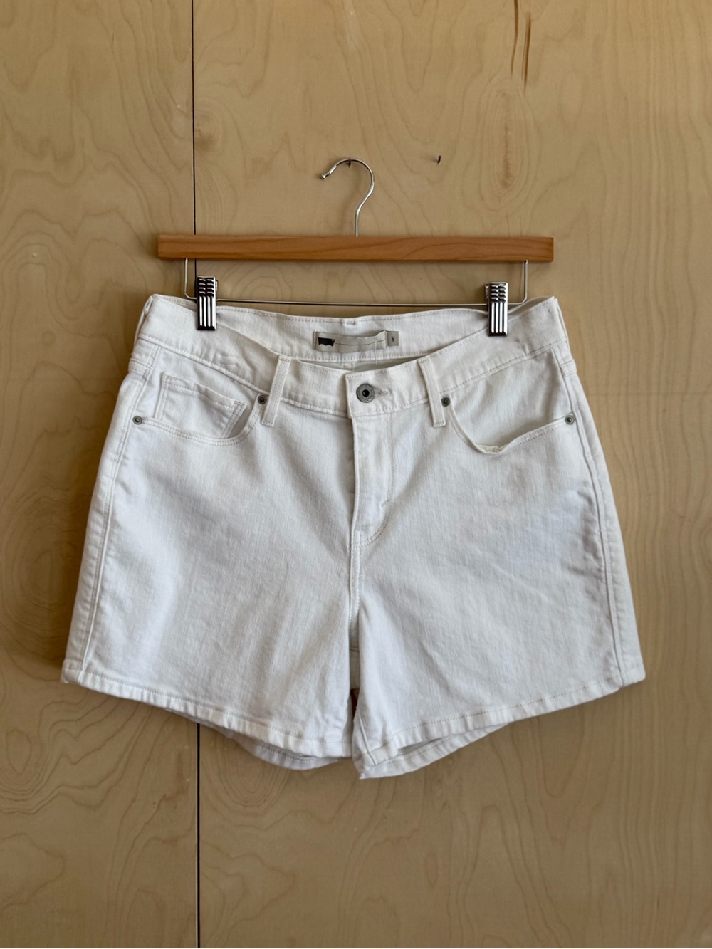 Levi’s Women’s White Denim High-Rise Shorts